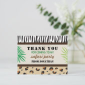 Birthday Party Dank u voor Safari Zoo Bedankkaart (Staand voorkant)