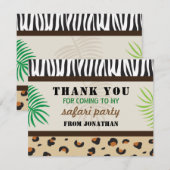 Birthday Party Dank u voor Safari Zoo Bedankkaart (Voorkant / Achterkant)