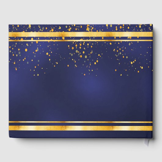 Birthday Party dark blue gold confetti Gastenboek (Achterkant)