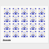 Birthday Party Dark Skin Princess in Blue Vierkante Sticker (Vel)