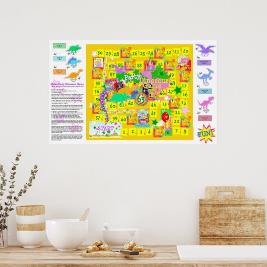 Birthday Party Dinosaurs Game Poster (Keuken)