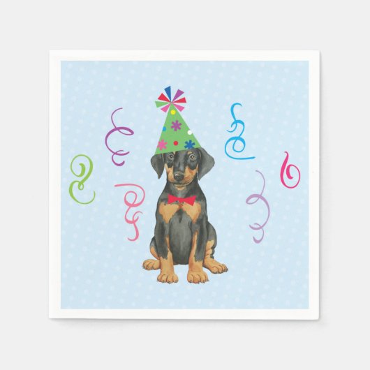 Birthday Party Doberman Napkins Servet (Voorkant)