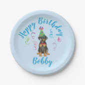 Birthday Party Doberman Paper Borden Papieren Bordje (Voorkant)