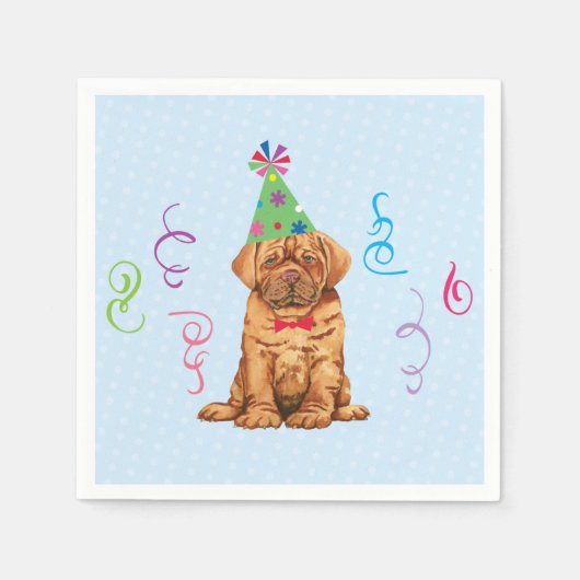 Birthday Party Dogue de Bordeaux Napkins Servet (Voorkant)