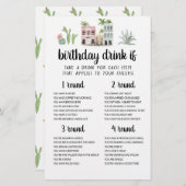 Birthday Party Drink als Game bewerkbare kaart (Voorkant / Achterkant)