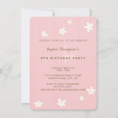 Birthday Party Dusty Roos Cute Daisies Simple Girl Kaart (Voorkant)