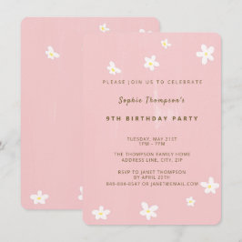 Birthday Party Dusty Roos Cute Daisies Simple Girl Kaart