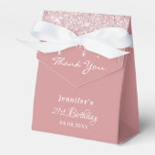 Birthday Party dusty roos roze glitter dank u Bedankdoosjes (Voorkant Zijde)