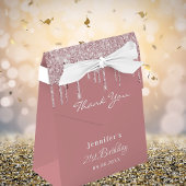 Birthday Party dusty roos roze glitter dank u Bedankdoosjes