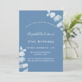 Birthday party dusty white eucalyptus kaart (Staand voorkant)