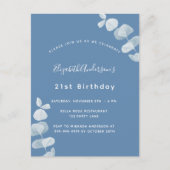 Birthday party dusty white eucalyptus uitnodiging briefkaart (Voorkant)