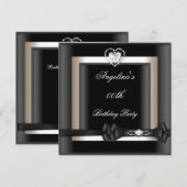 Birthday Party Elegant Black White Diamond Kaart (Voorkant / Achterkant)