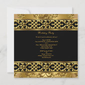 Birthday Party Elegant Damask Gold Black 3 Kaart (Achterkant)