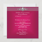 Birthday Party Elegant Deep Pink Red Pearl Kaart (Achterkant)