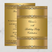 Birthday Party Elegant Gold Diamond Kaart (Voorkant / Achterkant)