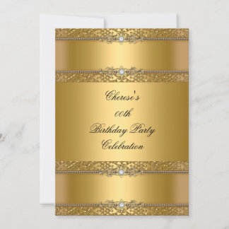 Birthday Party Elegant Gold Diamond Kaart