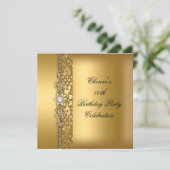 Birthday Party Elegant Gold Diamond Kaart (Staand voorkant)