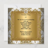 Birthday Party Elegant Gold White Silver Damask Kaart (Achterkant)