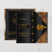 Birthday Party Elegant Mannen Rusty Gold Black Kaart (Voorkant / Achterkant)