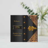 Birthday Party Elegant Mannen Rusty Gold Black Kaart (Staand voorkant)