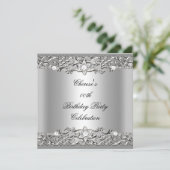 Birthday Party Elegant Silver Diamond 2 Kaart (Staand voorkant)