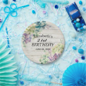 Birthday Party Elegant Succulent Plant Rustisch Ho Papieren Bordje (Feest)