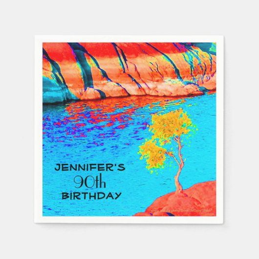 Birthday Party, elke leeftijd, gouden gele boompap Servet (Voorkant)