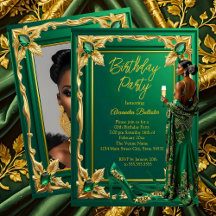 Birthday Party Emerald Green Gold high Heel Dress