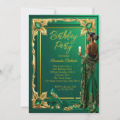 Birthday Party Emerald Green Gold high Heel Dress Kaart (Voorkant)