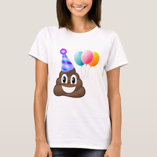 Birthday Party Emoji Poop Relaxed Fit T-Shirt (Voorkant)