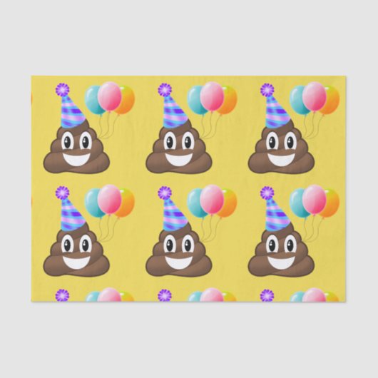 Birthday Party Emoji Poop Tissue Paper (geel) Tissuepapier (Voorkant)