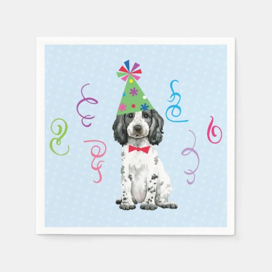 Birthday Party English Cocker Spaniel Napkins Servet (Voorkant)