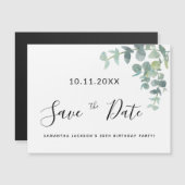 Birthday party eucaluptus greenery save the date (Voorkant / Achterkant)