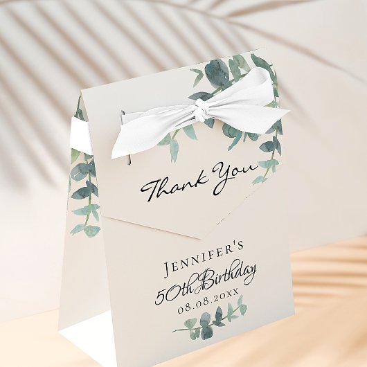 Birthday Party eucalyptus greenery white dankjewel Bedankdoosjes