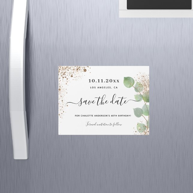 Birthday party eucalyptus save the date magnet (Creator heeft geüpload)