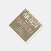 Birthday Party Fact Gold Glitter Girly Napkin Servet (Hoek)