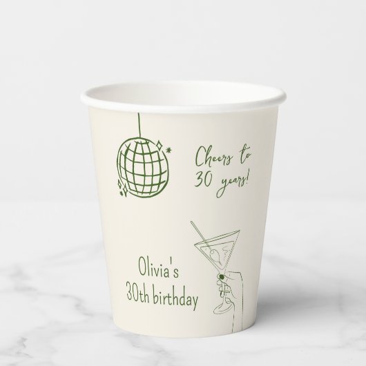 Birthday Party fancy retro disco ball Papieren Bekers (Achterkant)