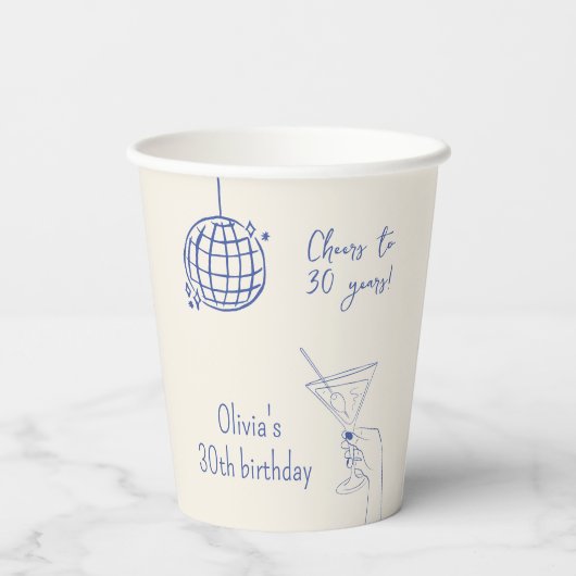 Birthday Party fancy retro disco ball Papieren Bekers (Achterkant)