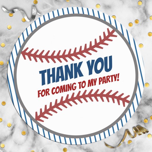 Birthday Party Favor Baseball Sticker