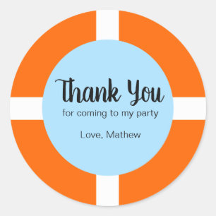 Birthday Party Favor Lifebuoy Dank je Ronde Sticker