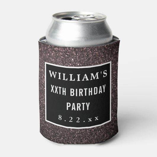 Birthday Party Favor Modern Typography Black Blikjeskoeler (Blikje Voorkant)