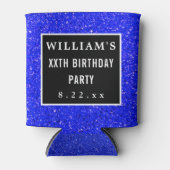 Birthday Party Favor Modern Typography Blue Blikjeskoeler (Voorkant)