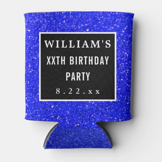 Birthday Party Favor Modern Typography Blue Blikjeskoeler (Voorkant)