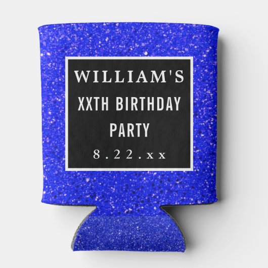 Birthday Party Favor Modern Typography Blue Blikjeskoeler (Achterkant)