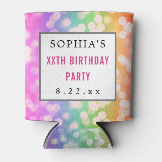 Birthday Party Favor Modern Typography Bokeh Blikjeskoeler (Voorkant)