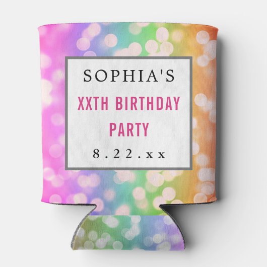 Birthday Party Favor Modern Typography Bokeh Blikjeskoeler (Achterkant)