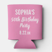 Birthday Party Favor Modern Typography Pink Blikjeskoeler (Achterkant)