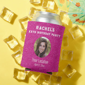 Birthday Party Favor Pink Glitter Foto Blikjeskoeler