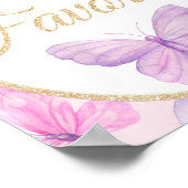 Birthday Party Favors (roze en Paarse vlinder) Poster (Hoek)