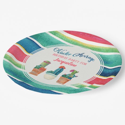 Birthday Party Fiesta Nacho Gemiddelde Cactus Pots Papieren Bordje (Gekanteld)